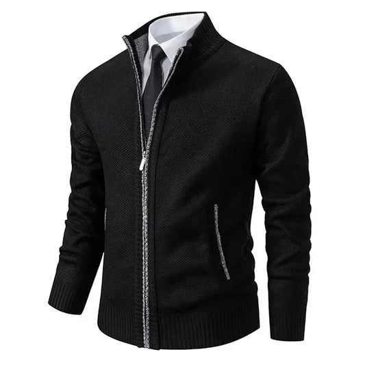 Leon Fitted Zip-Up Knit Sweater — view 2