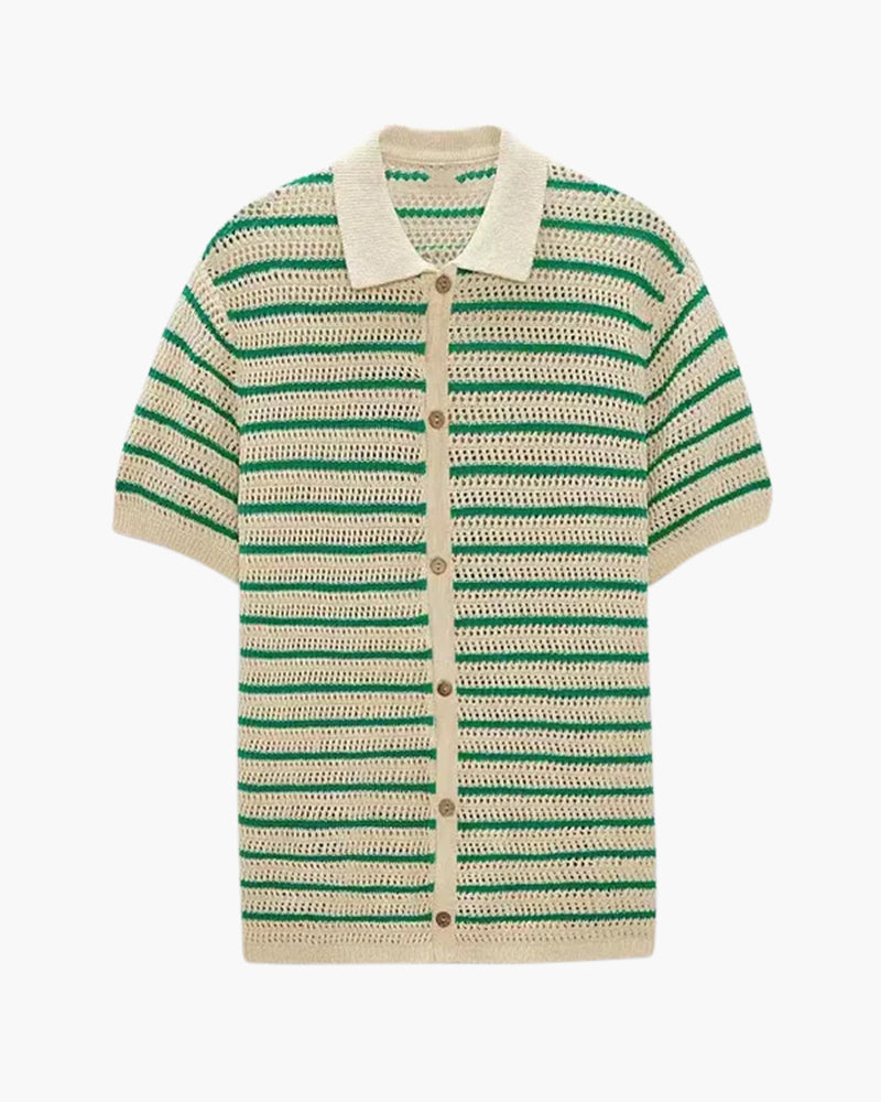 Montaren Marbella Knit Button-Front Shirt — view 1