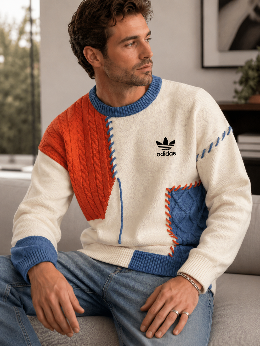 Retro Geometric Colorblock Sweater — view 6