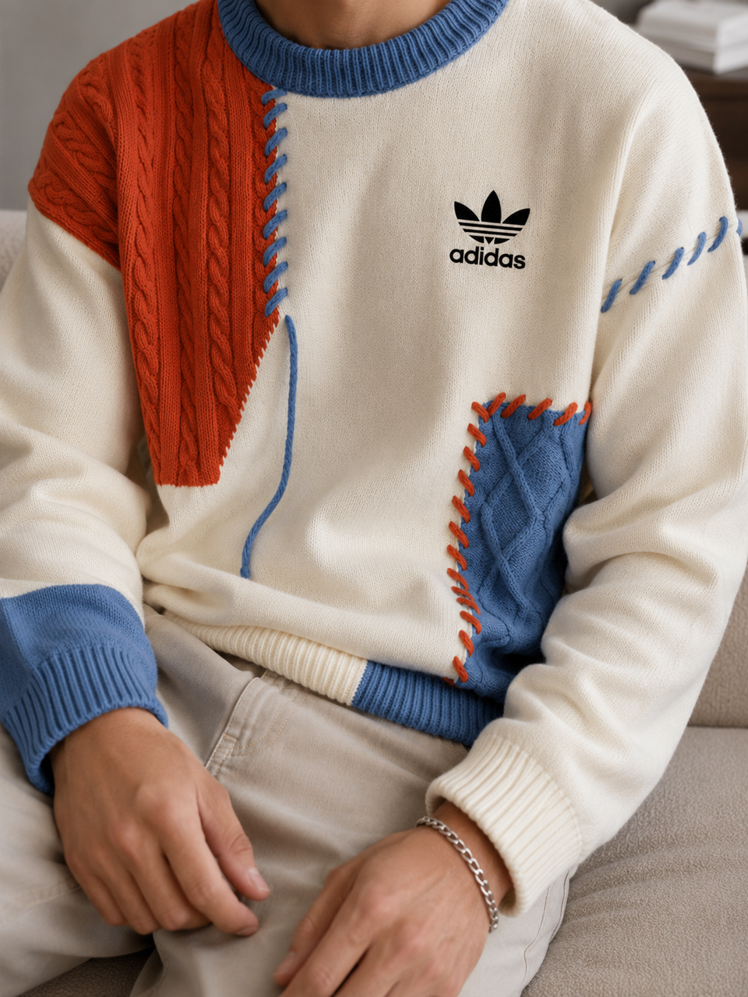 Retro Geometric Colorblock Sweater — view 7