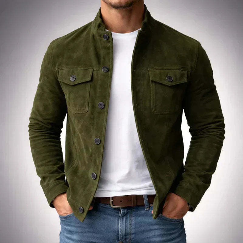 Men's Button-Front Suede-Look Jacket — view 1