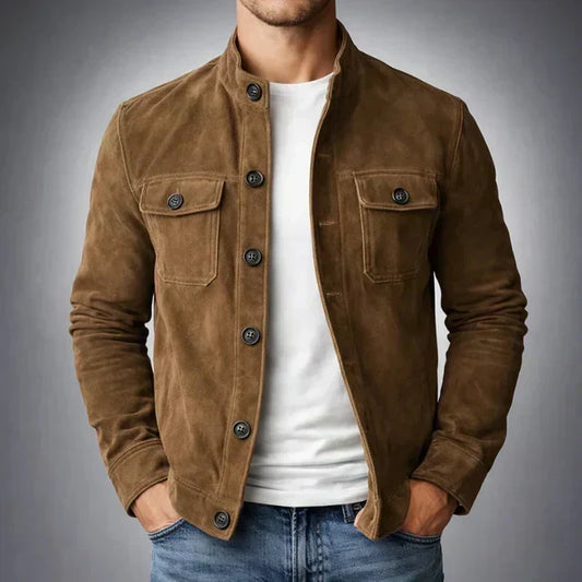 Men's Button-Front Suede-Look Jacket — view 2