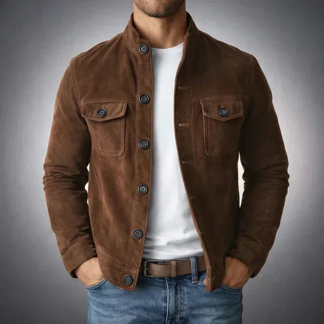 Men's Button-Front Suede-Look Jacket — view 3