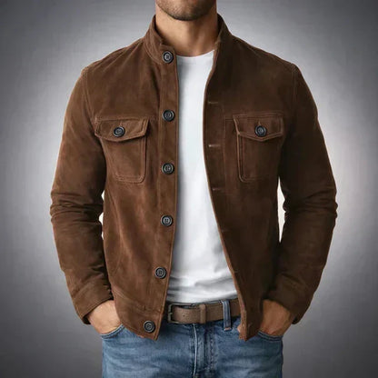 Men's Button-Front Suede-Look Jacket — view 3