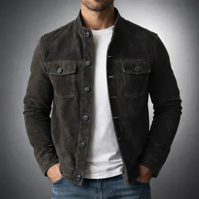 Men's Button-Front Suede-Look Jacket — view 4