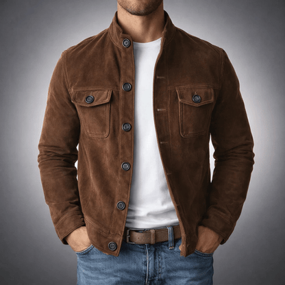 Men's Button-Front Suede-Look Jacket — view 5