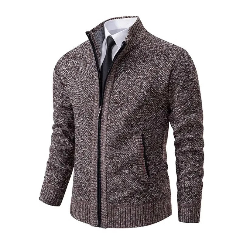 Leon Fitted Zip-Up Knit Sweater — view 3