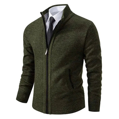 Leon Fitted Zip-Up Knit Sweater — view 4