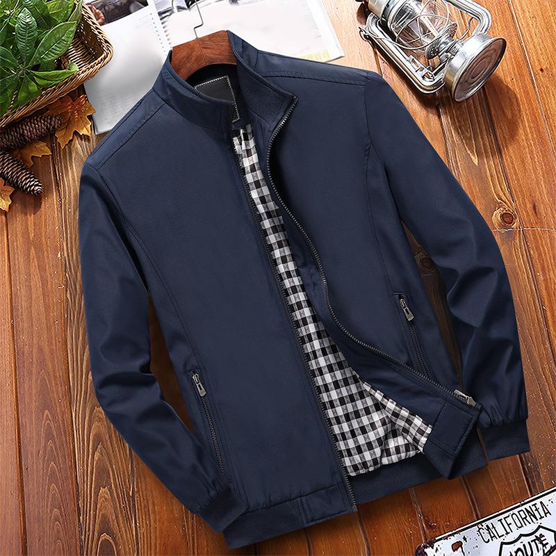 Men's Stand-Collar Jacket with Plaid Lining — view 7