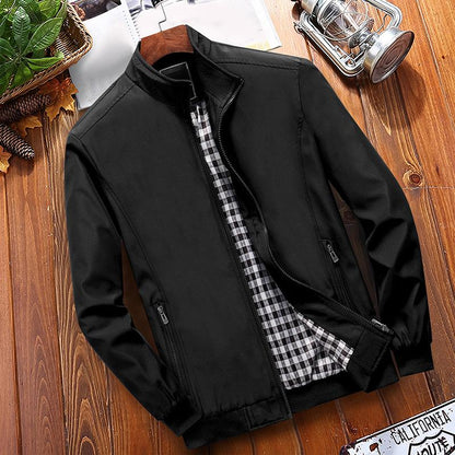 Men's Stand-Collar Jacket with Plaid Lining — view 8