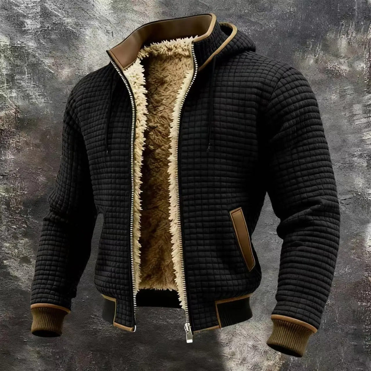 Lukas Hooded Waffle Bomber Jacket — view 3