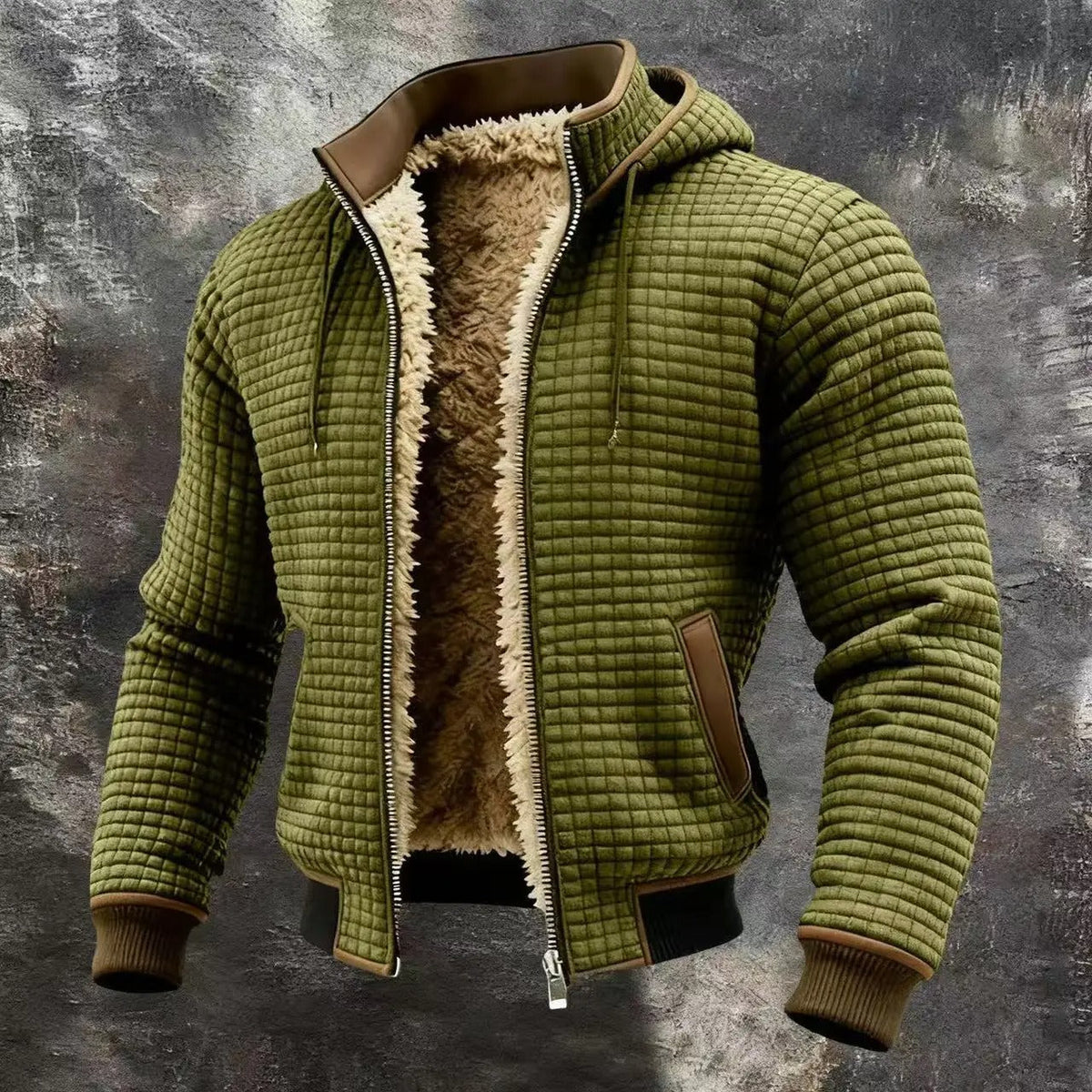 Lukas Hooded Waffle Bomber Jacket — view 5