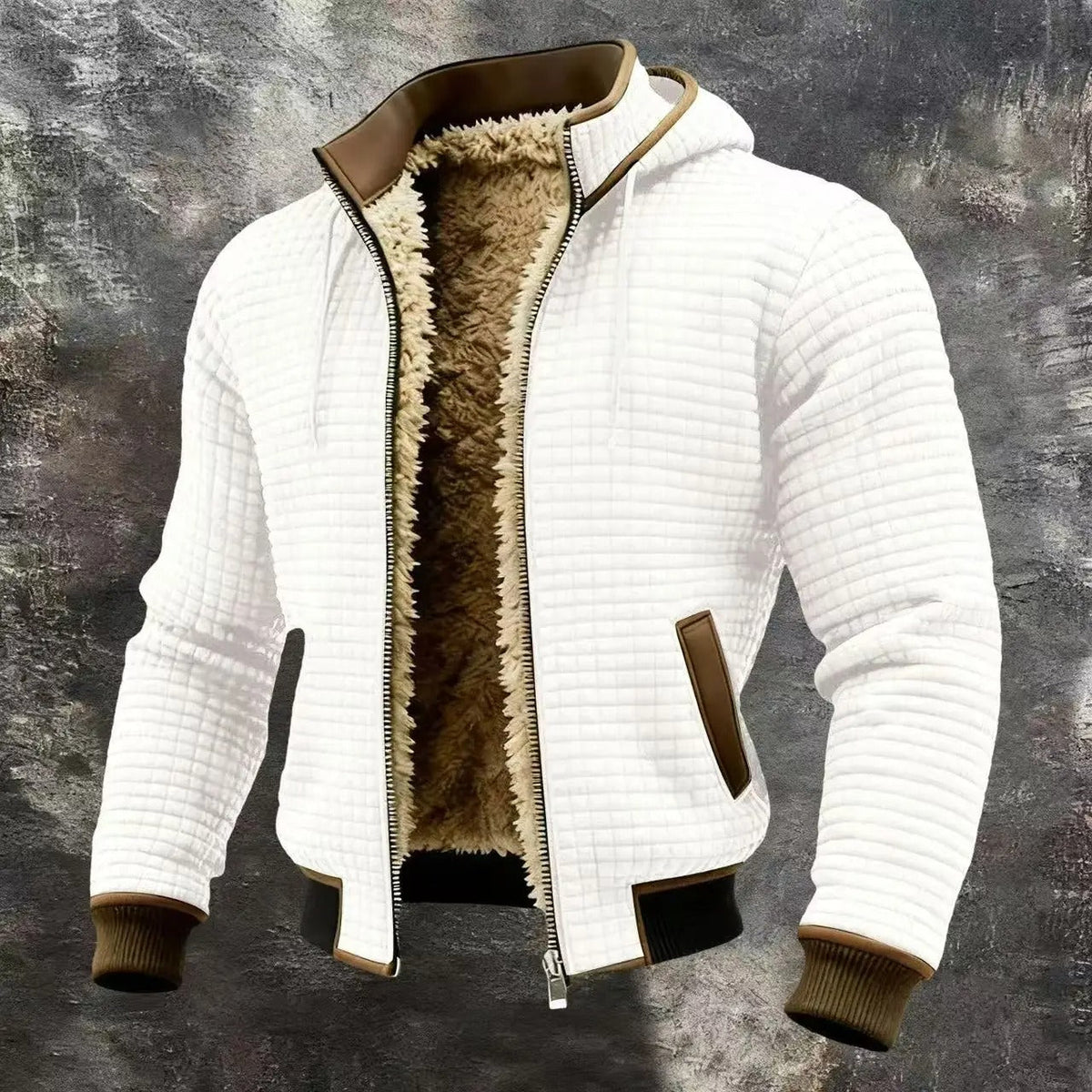 Lukas Hooded Waffle Bomber Jacket — view 6