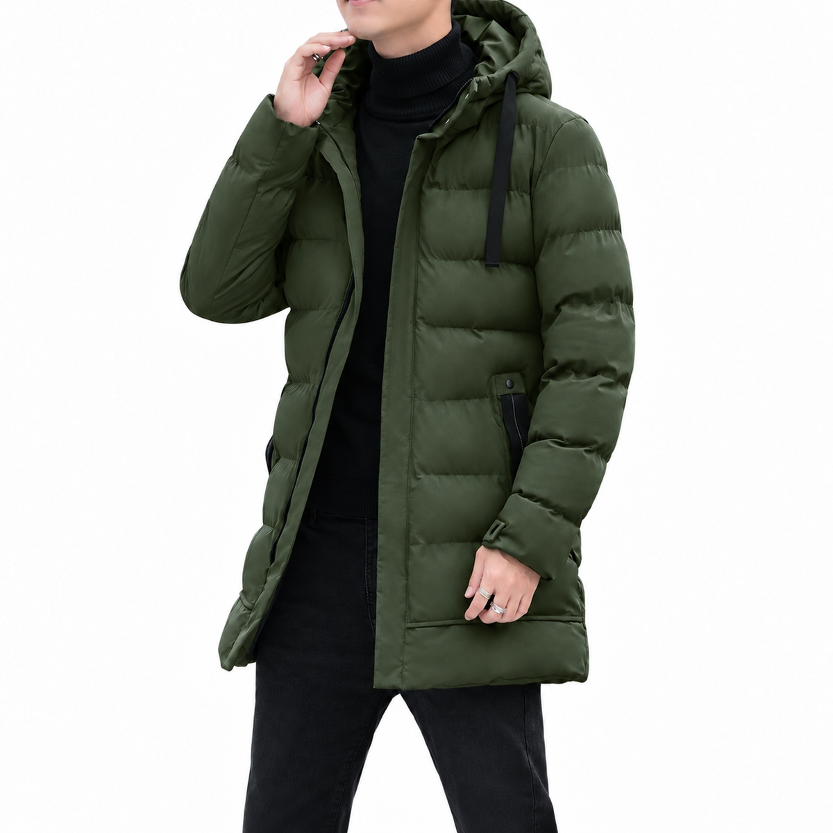 Leon Long Hooded Quilted Jacket — view 1