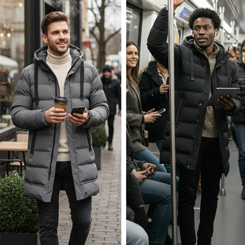 Leon Long Hooded Quilted Jacket — view 4