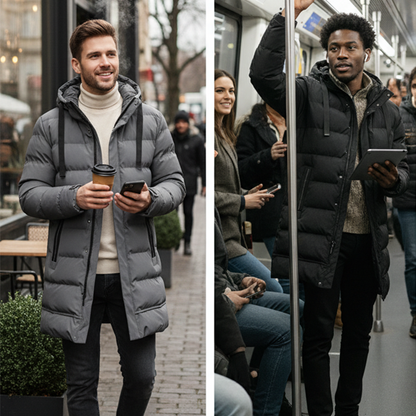 Leon Long Hooded Quilted Jacket — view 4