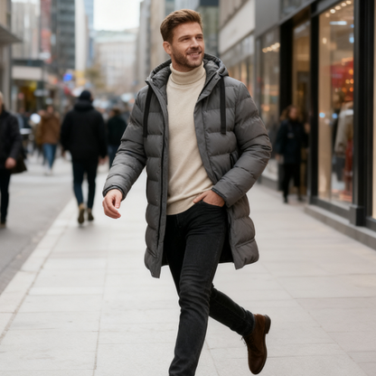Leon Long Hooded Quilted Jacket — view 5