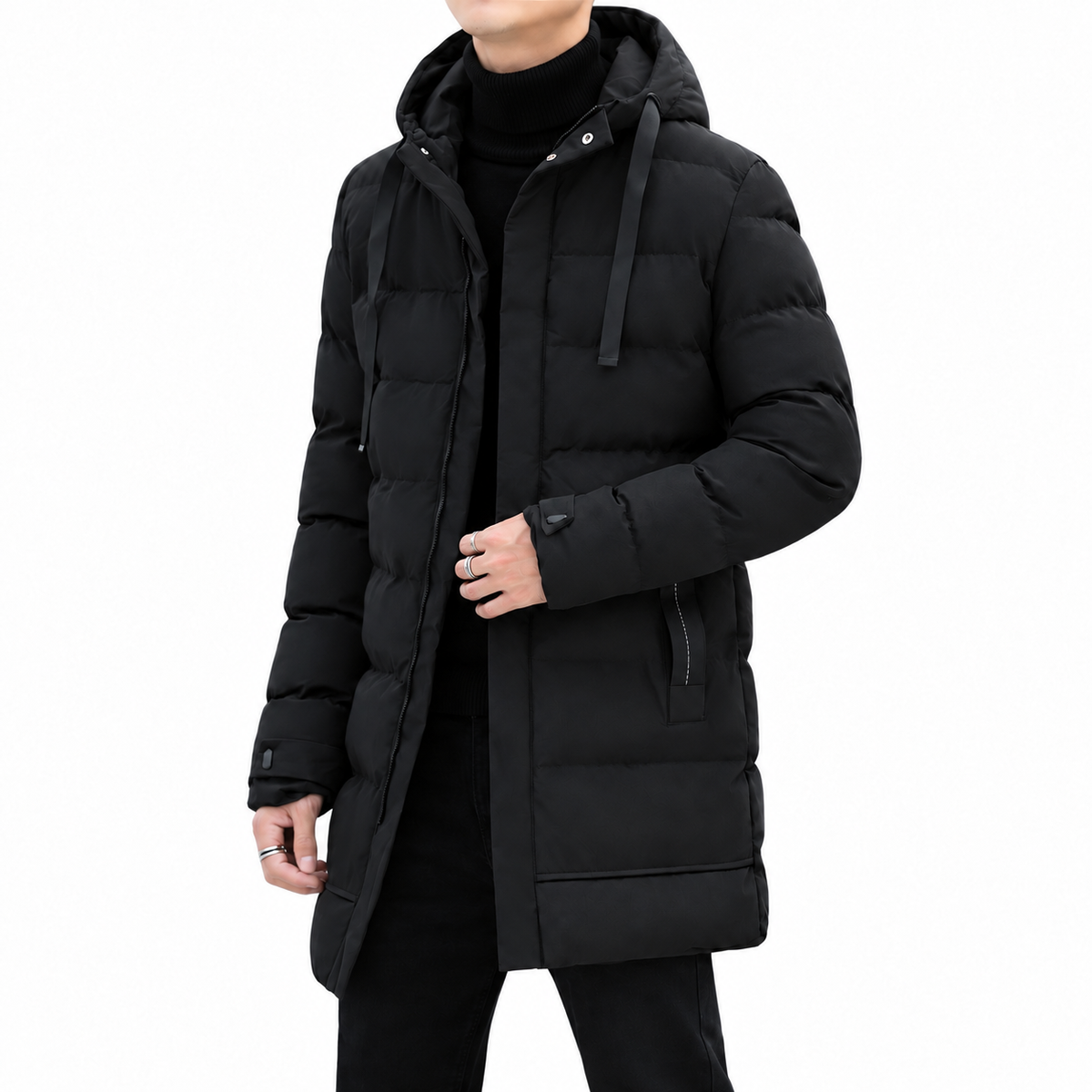 Leon Long Hooded Quilted Jacket — view 6