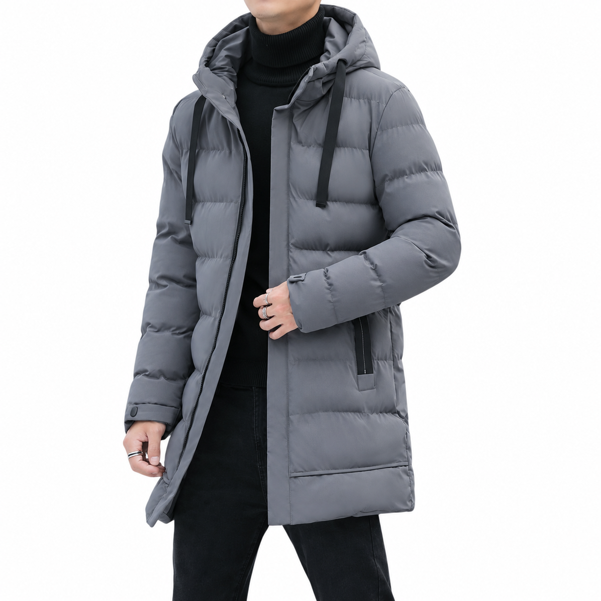 Leon Long Hooded Quilted Jacket — view 7