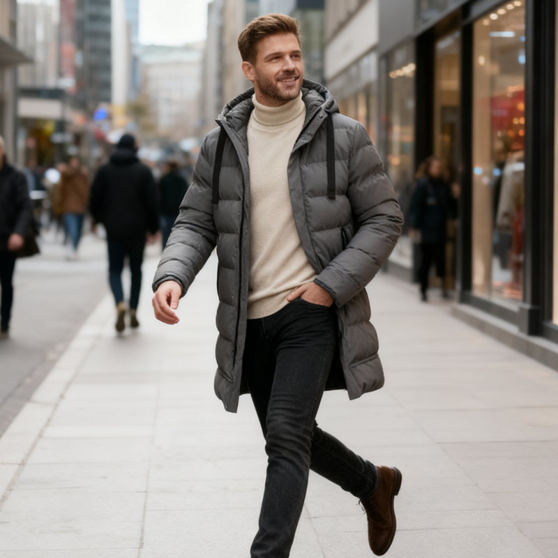 Leon Long Hooded Quilted Jacket — view 9