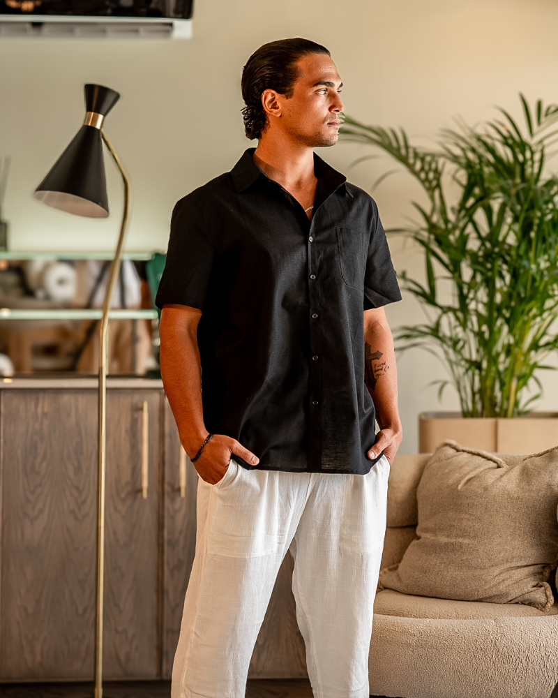 Montaren Cape Town Short-Sleeve Linen Shirt — view 1