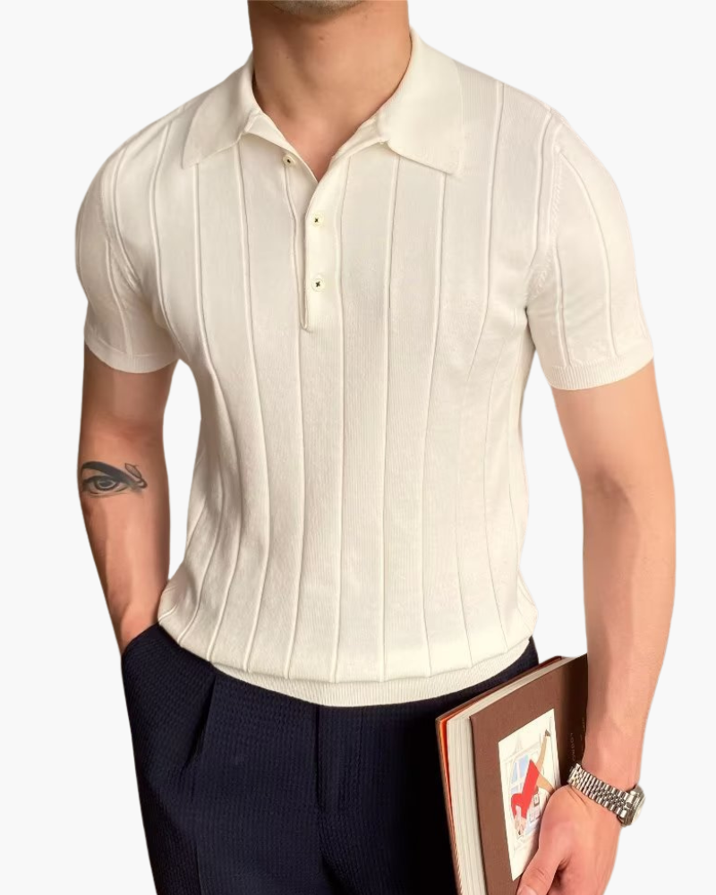 Montaren Cannes Ribbed Cotton Polo — view 1