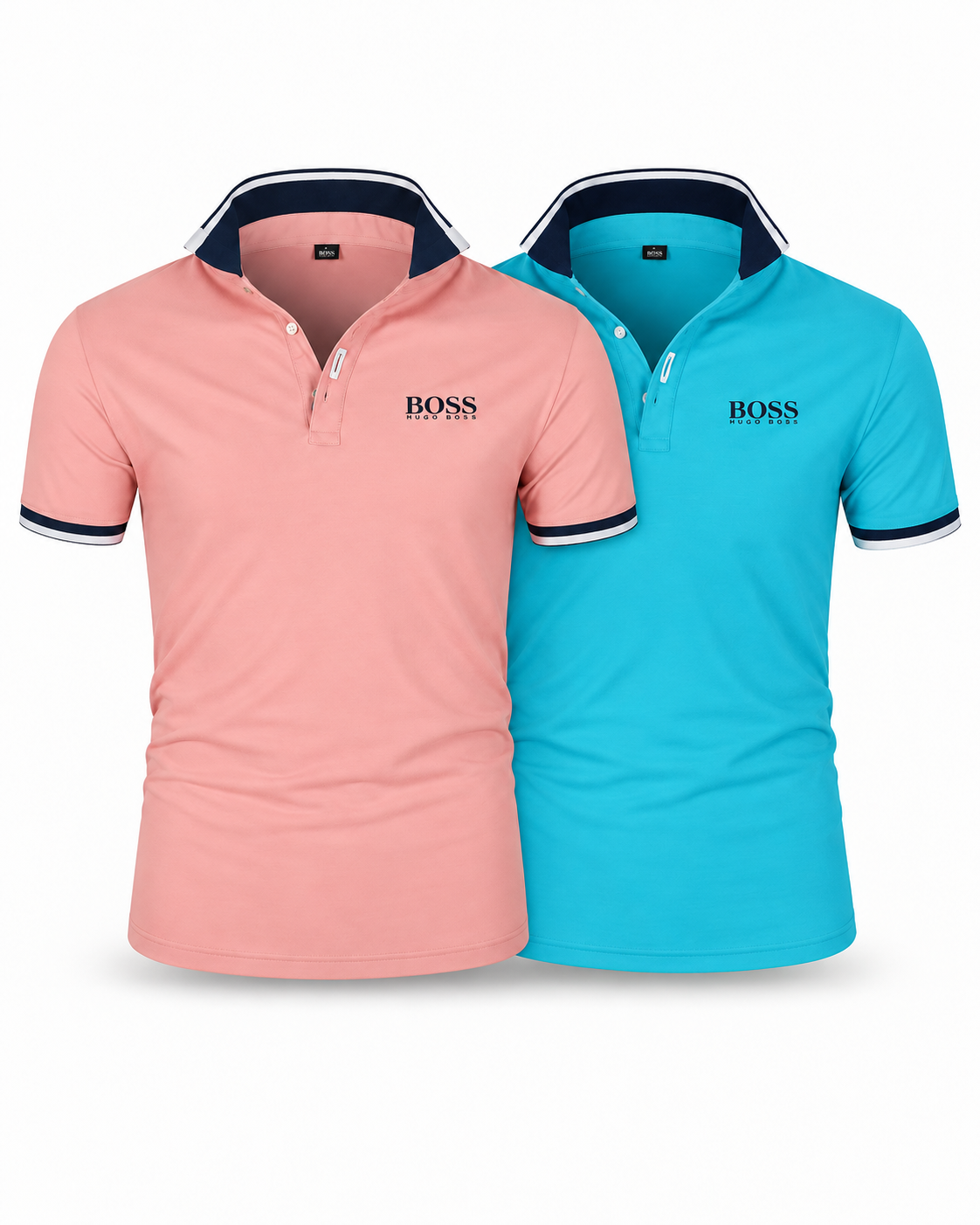 Premiere Polo Shirt Set (2-Pack) in Coral + Blue