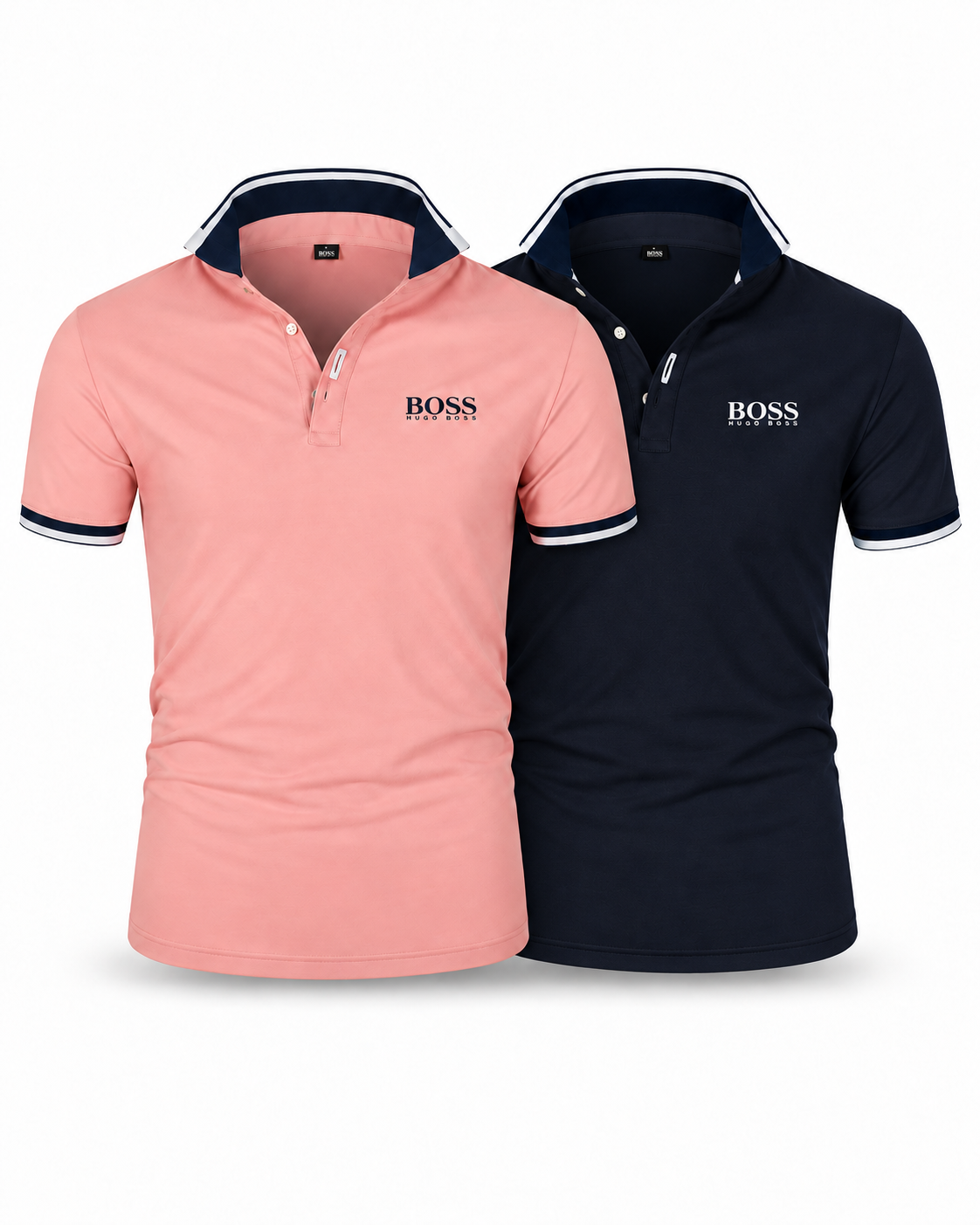 Premiere Polo Shirt Set (2-Pack) in Coral + Navy Blue