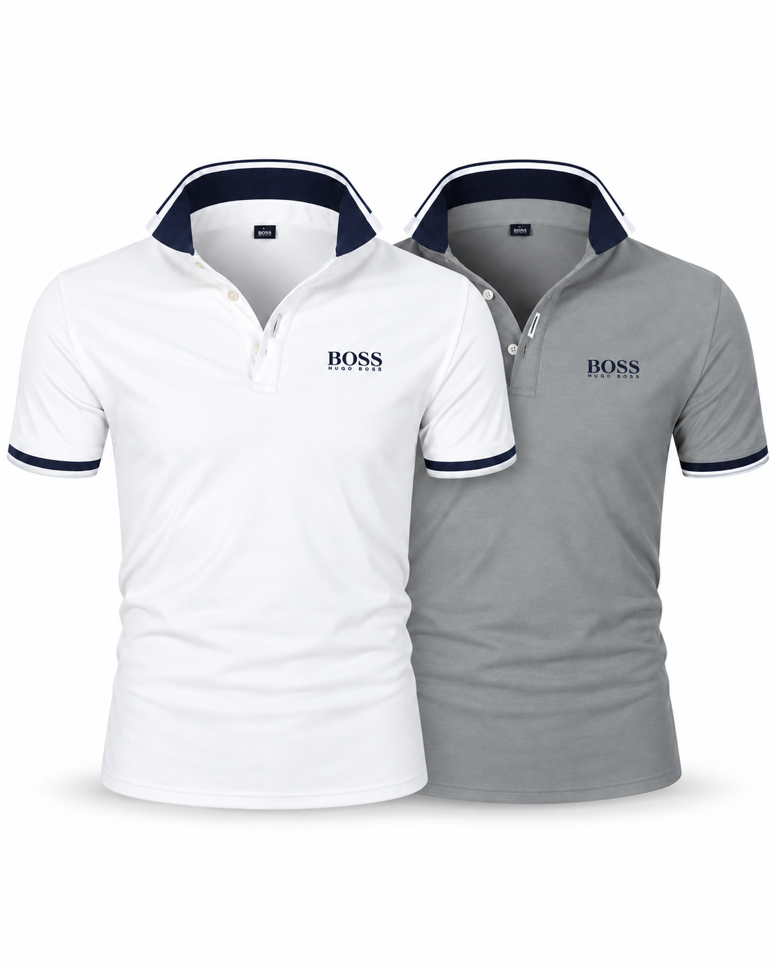 Premiere Polo Shirt Set (2-Pack) in Gray + White