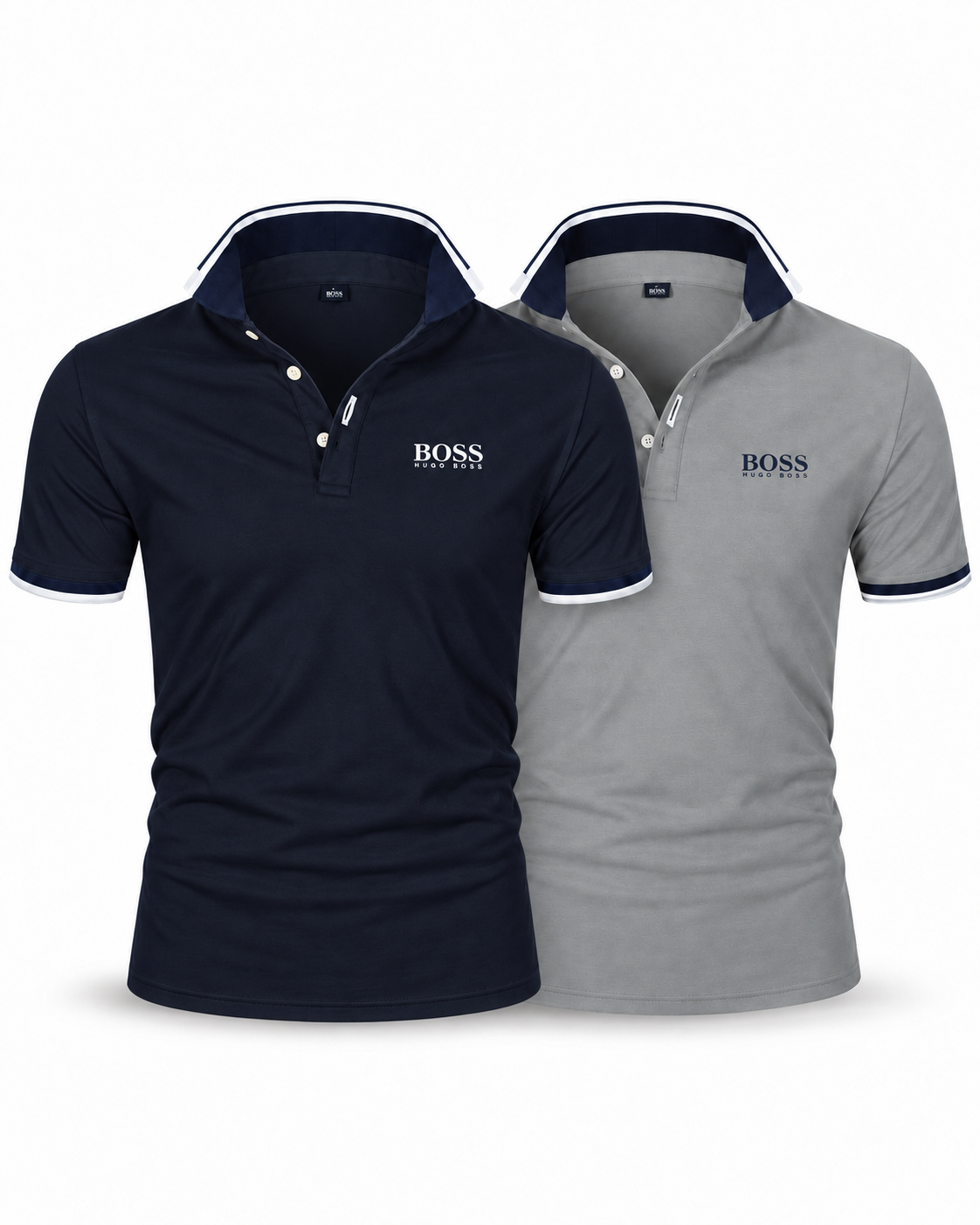 Premiere Polo Shirt Set (2-Pack) in Navy Blue + Gray