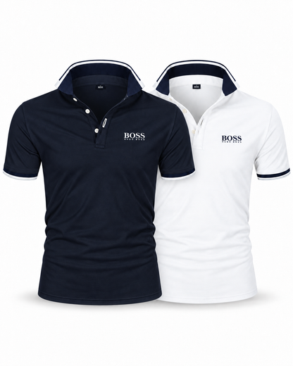 Premiere Polo Shirt Set (2-Pack) in Navy Blue + White