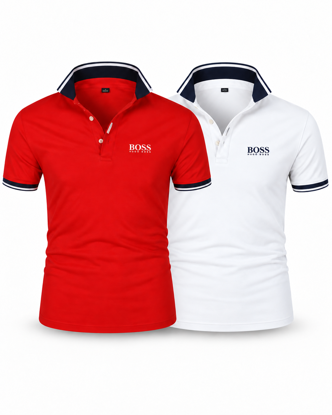 Premiere Polo Shirt Set (2-Pack) in White + Red